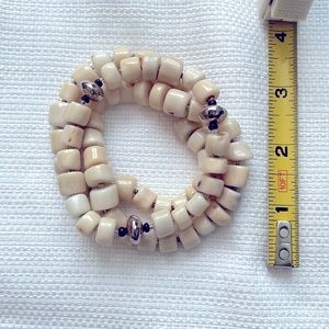 Silpada .925 Sterling Silver and Cream Stretch Bracelets